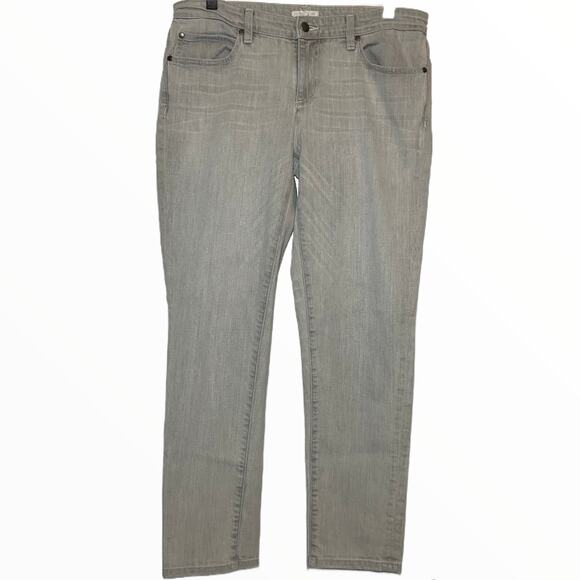 Eileen Fisher Slim Straight Jeans Organic Cotton 5-Pocket Light Gray Wash 8 - Picture 1 of 4